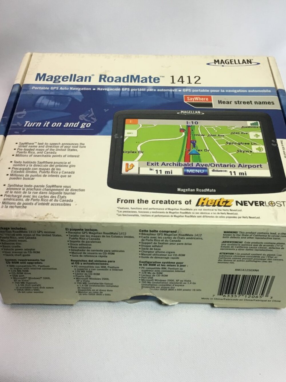 MAGELLAN RoadMate 1412 Portable GPS Navigation System 4.3" Screen Tested